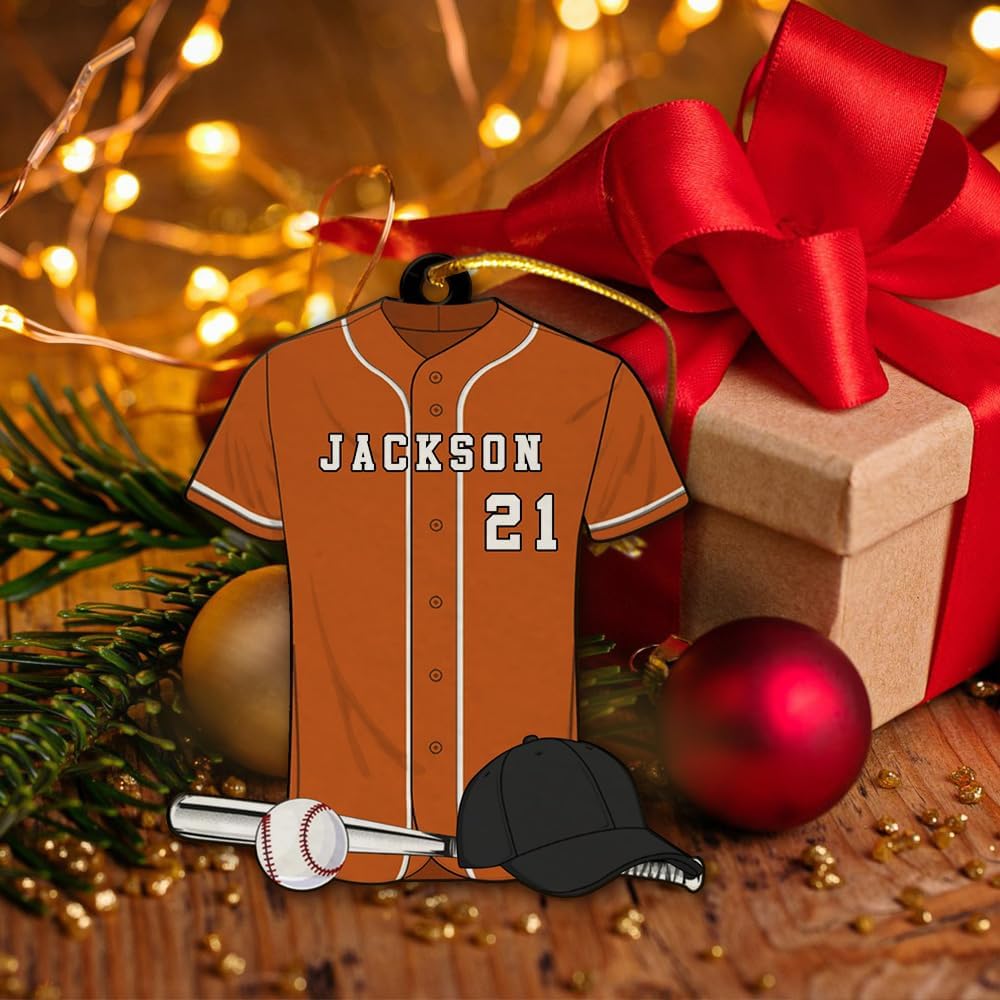 Personalized Baseball Christmas Ornament – Custom Name Acrylic Ornament, Sports Holiday Decoration, Baseball Player Gift TH2