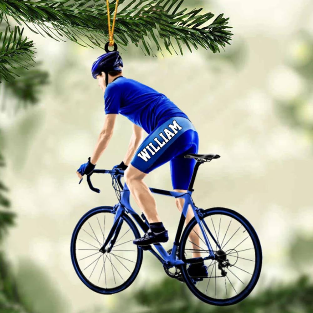 Personalized Cycling Ornament – Custom Name Acrylic Bicycle Ornament, Unique Gift for Cyclists & Bike Lovers 2025 TC10