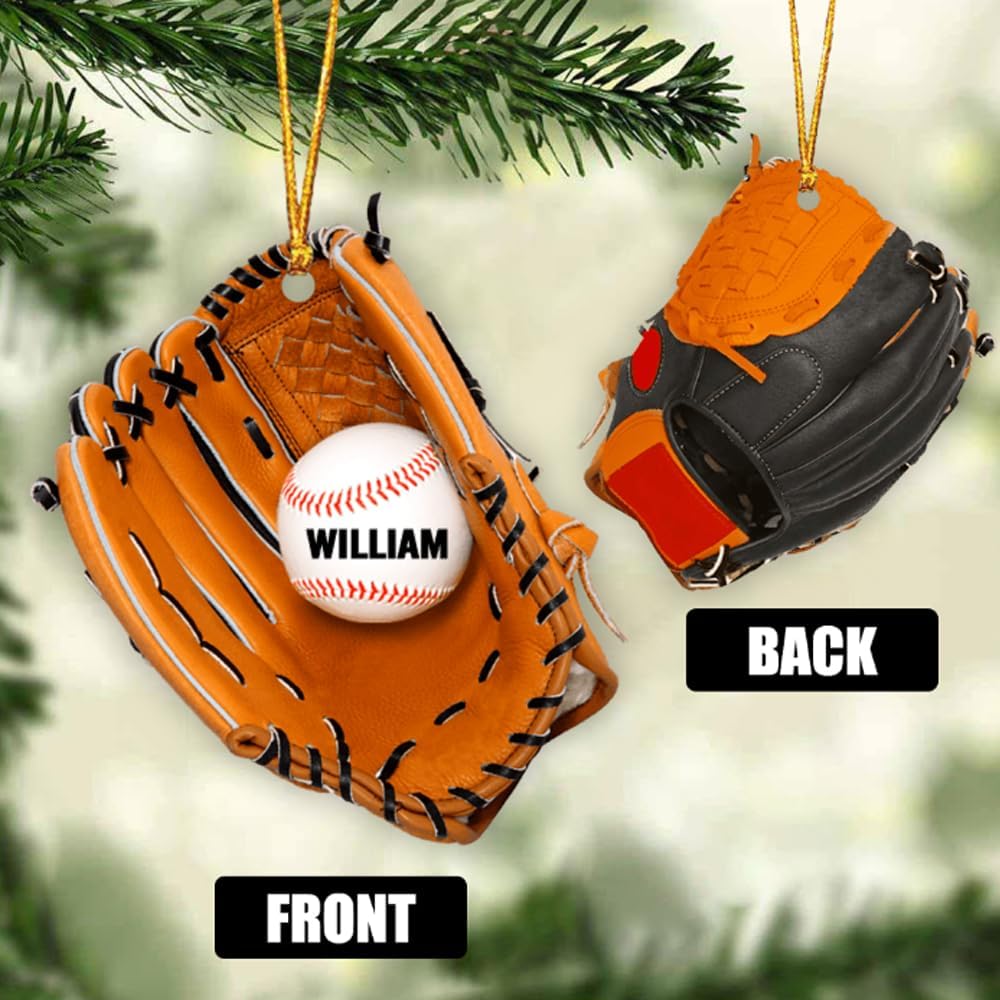 Personalized Baseball Christmas Ornament – Custom Name Acrylic Ornament, Sports Holiday Decoration, Baseball Player Gift TH33