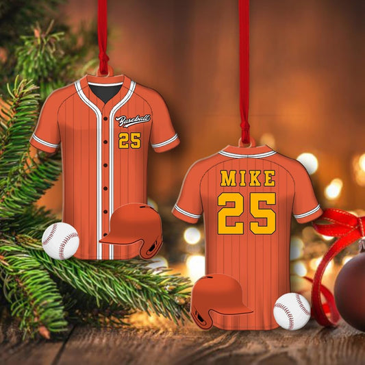 Personalized Baseball Christmas Ornament – Custom Name Acrylic Ornament, Sports Holiday Decoration, Baseball Player Gift TH13