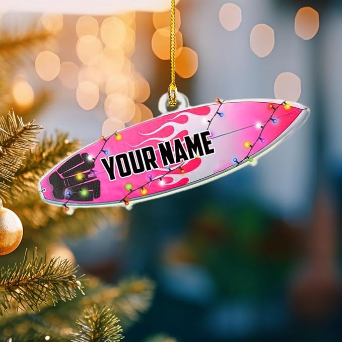 Personalized Surfboard Christmas Ornament - Surfing Tree Decoration Gift for Surfers LL9