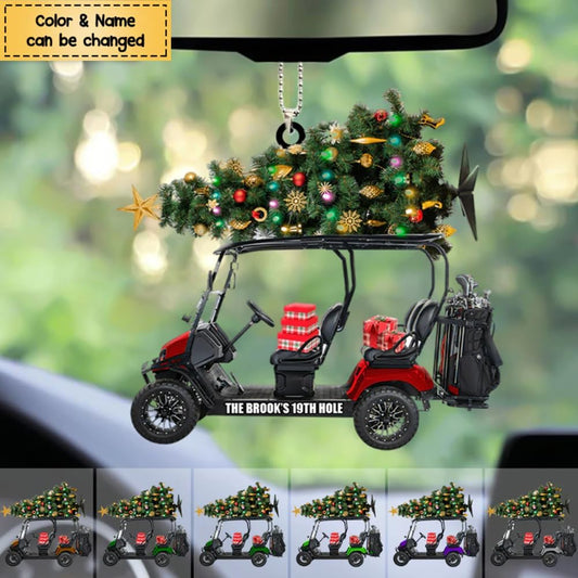 Custom Name Gofl Cart Ornament - Golf Player Christmas Ornament 2
