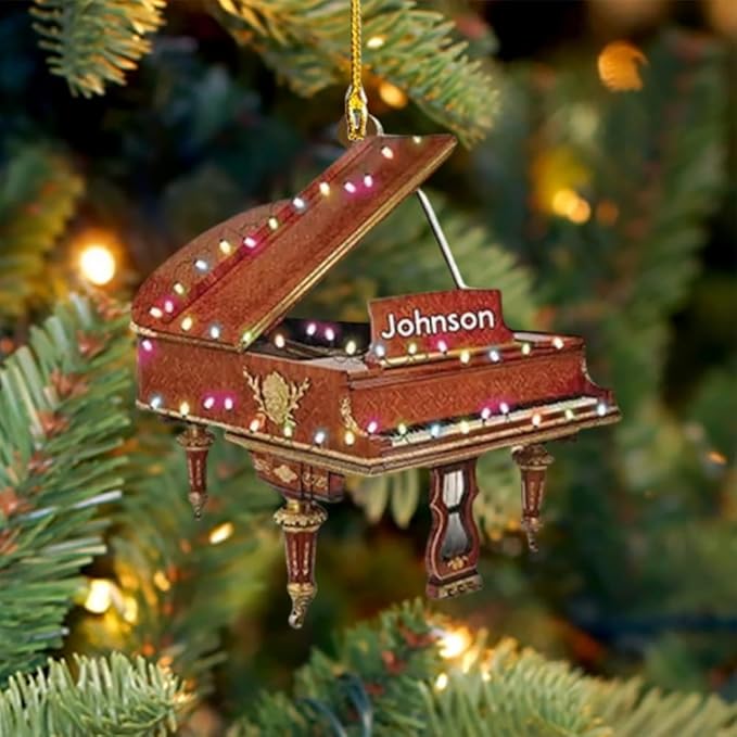 Personalized Piano Ornament - Custom Name Music Instrument Christmas Gift for Piano Lovers LL68