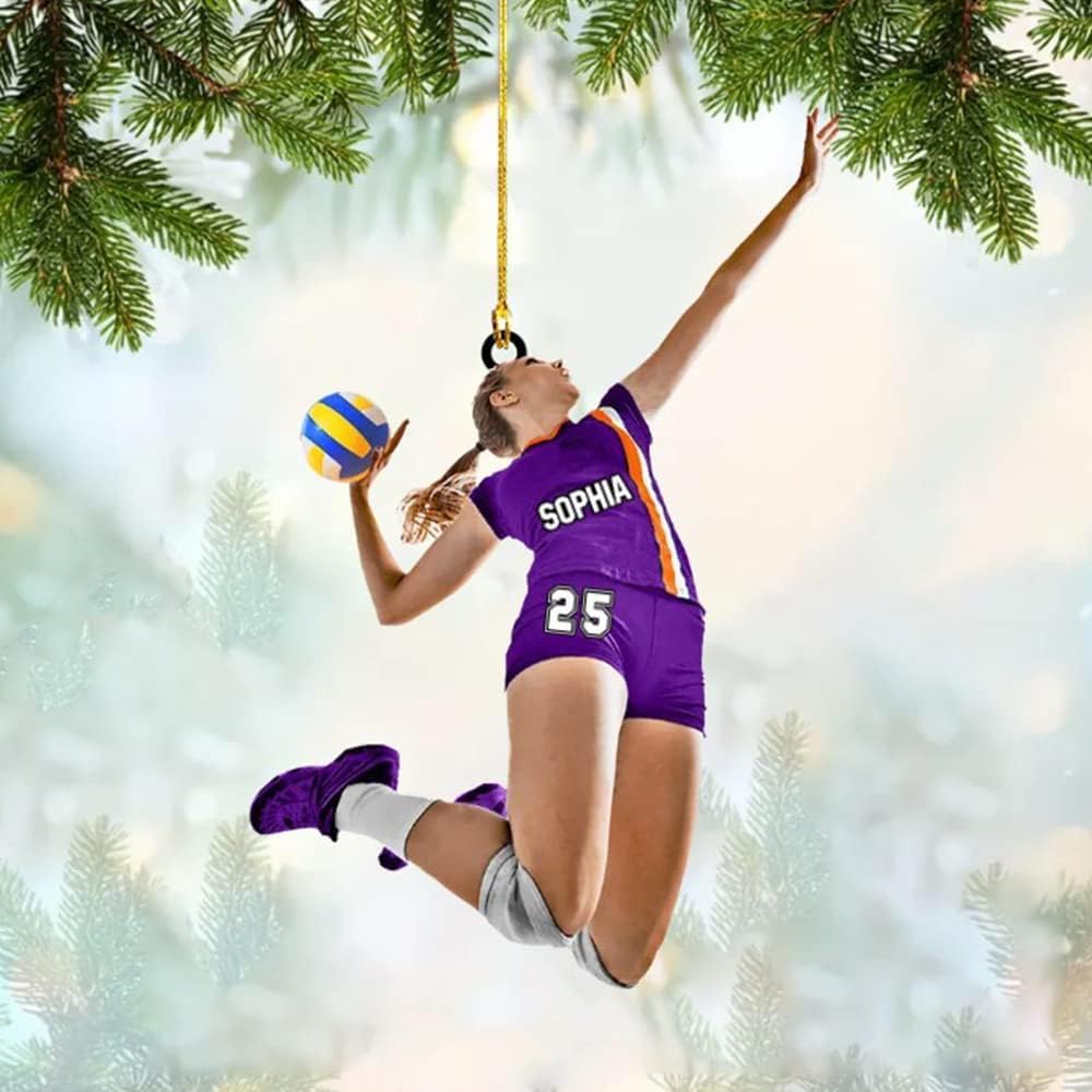 Personalized Volleyball Player Christmas Ornament, Custom Name Number Volleyball Girl Ornament TV20