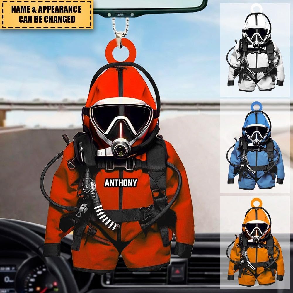 Personalized Diver Christmas Ornament – Custom Name Scuba Diving 2D Flat Acrylic Ornament, Gift for Divers and Ocean Lovers, Sport Holiday Decoration TSD6