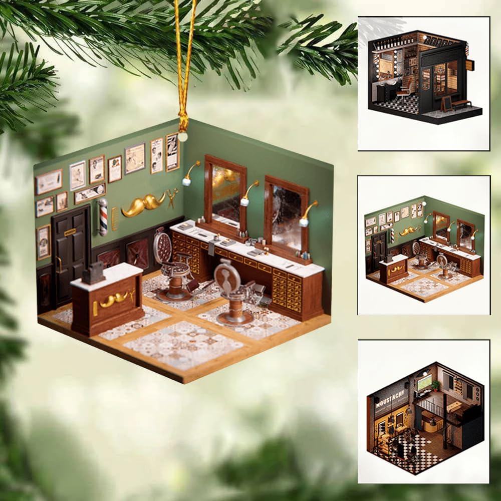 Custom Hair Stylist , Hair Salon Christmas Ornament Style 3