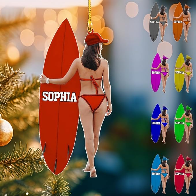 Personalized Name Surfboard Ornament - Ornament Gift For Surf Lovers