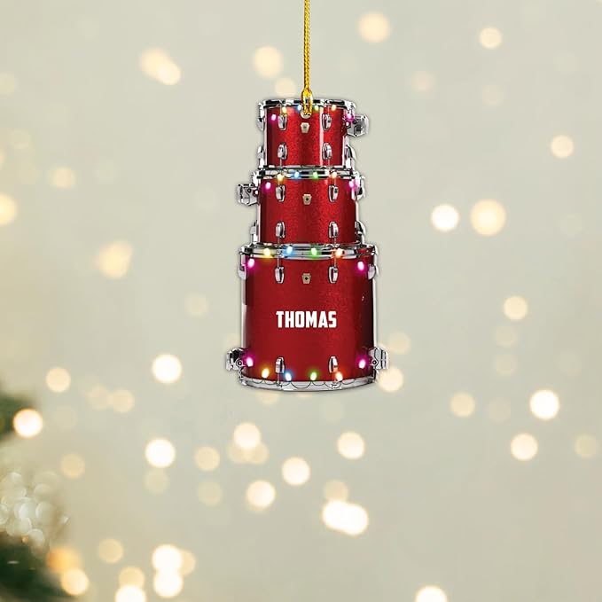 Custom Drum Set Ornament - Acrylic Christmas Gift for Drummers & Music Lovers LL16