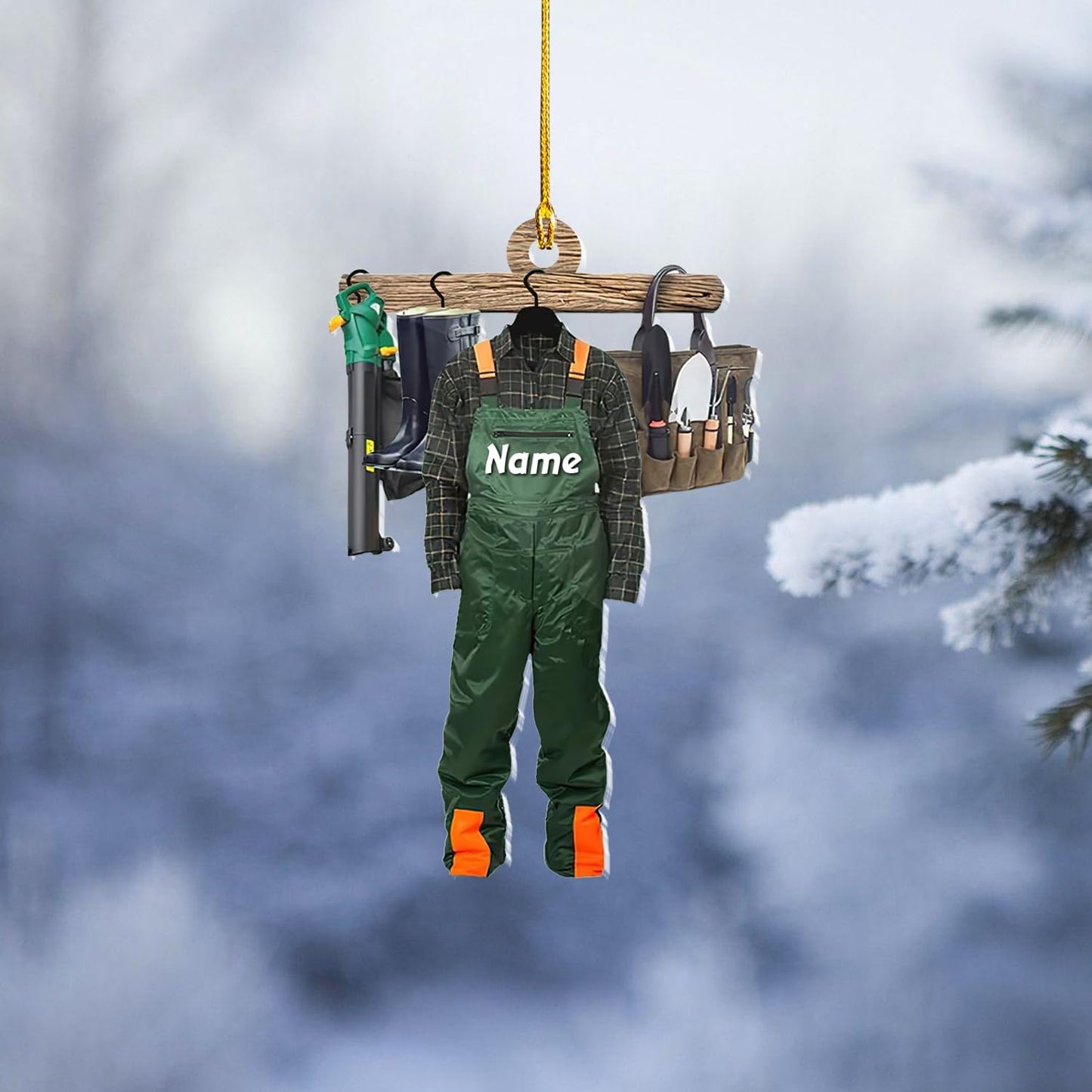 Custom Gardening Ornament with Name – Garden Tools Acrylic Christmas Decor for Gardeners & Green Thumb Lovers TG50