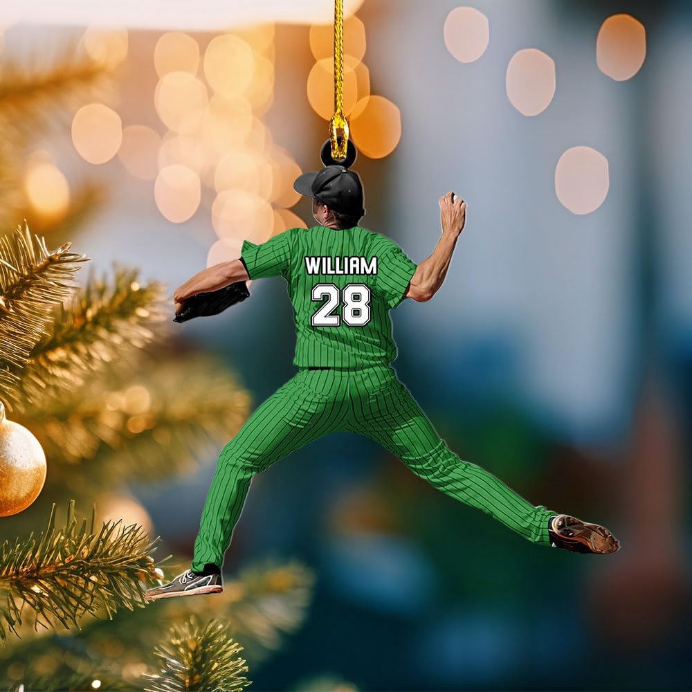 Personalized Softball Ornament – Custom Sports Christmas Tree C23