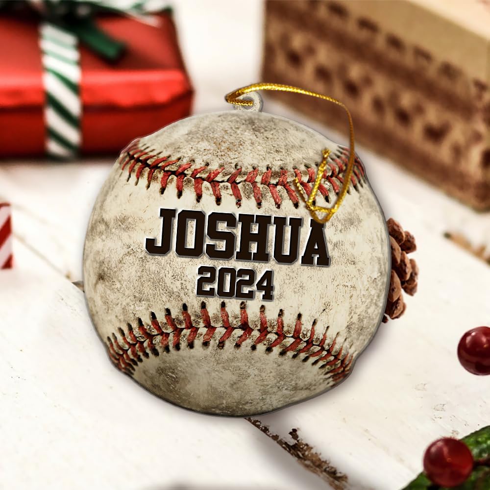 Personalized Baseball Christmas Ornament – Custom Name Acrylic Ornament, Sports Holiday Decoration, Baseball Player Gift TH5