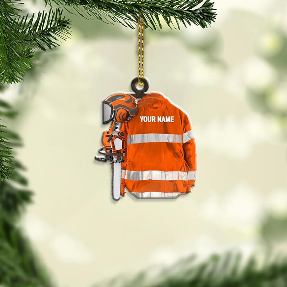 Custom Name Chainsaw Ornament - Carpenter Christmas Ornament