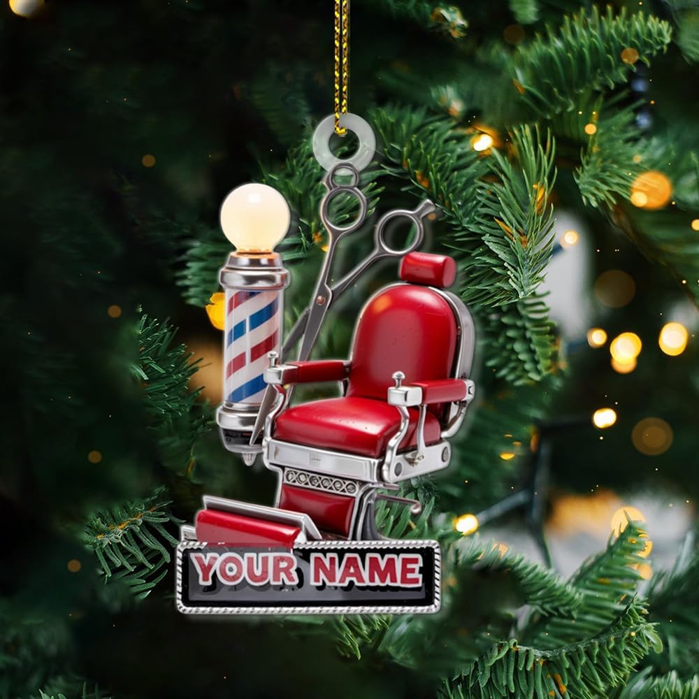 Custom Hair Stylist , Christmas Barbershop Ornament Style 22