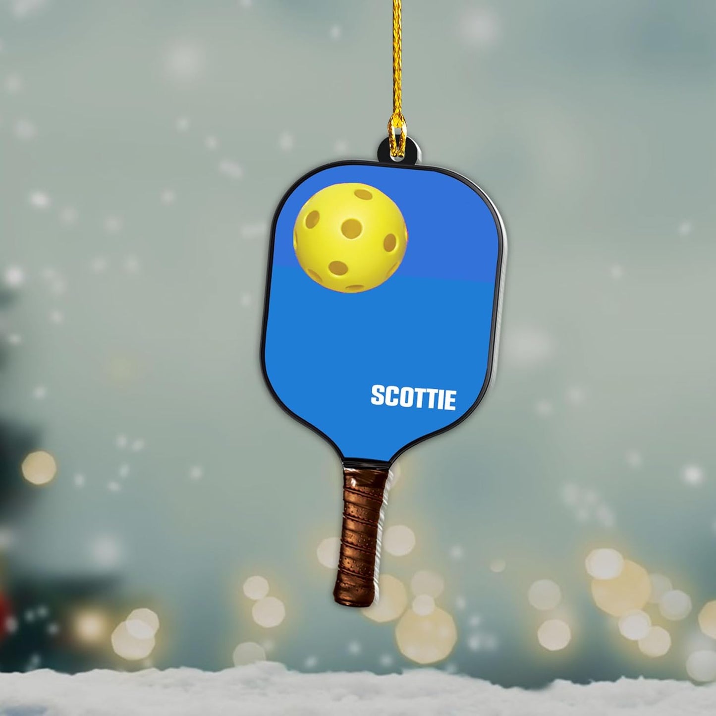 Custom Name Pickleball Ornament – Paddle and Ball Christmas Ornament Style 6