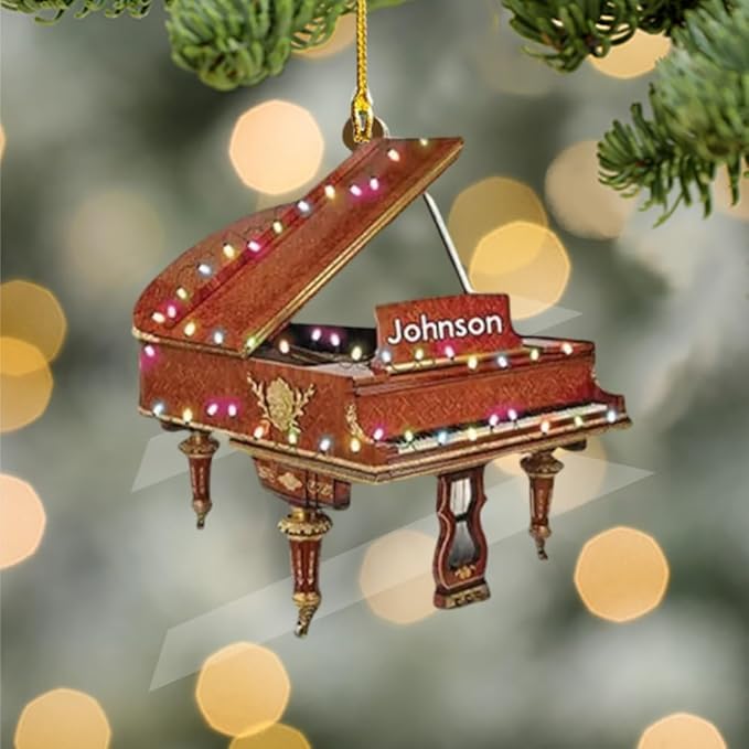Personalized Piano Ornament - Custom Name Music Instrument Christmas Gift for Piano Lovers LL68