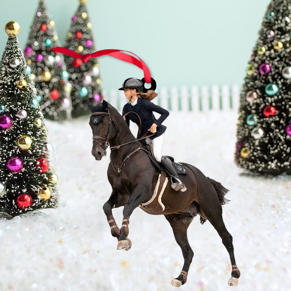 Custom Photo Horse Riding Ornament | Personalized Equestrian Holiday Gift for Riders, Trainers & Horse Owners THH20