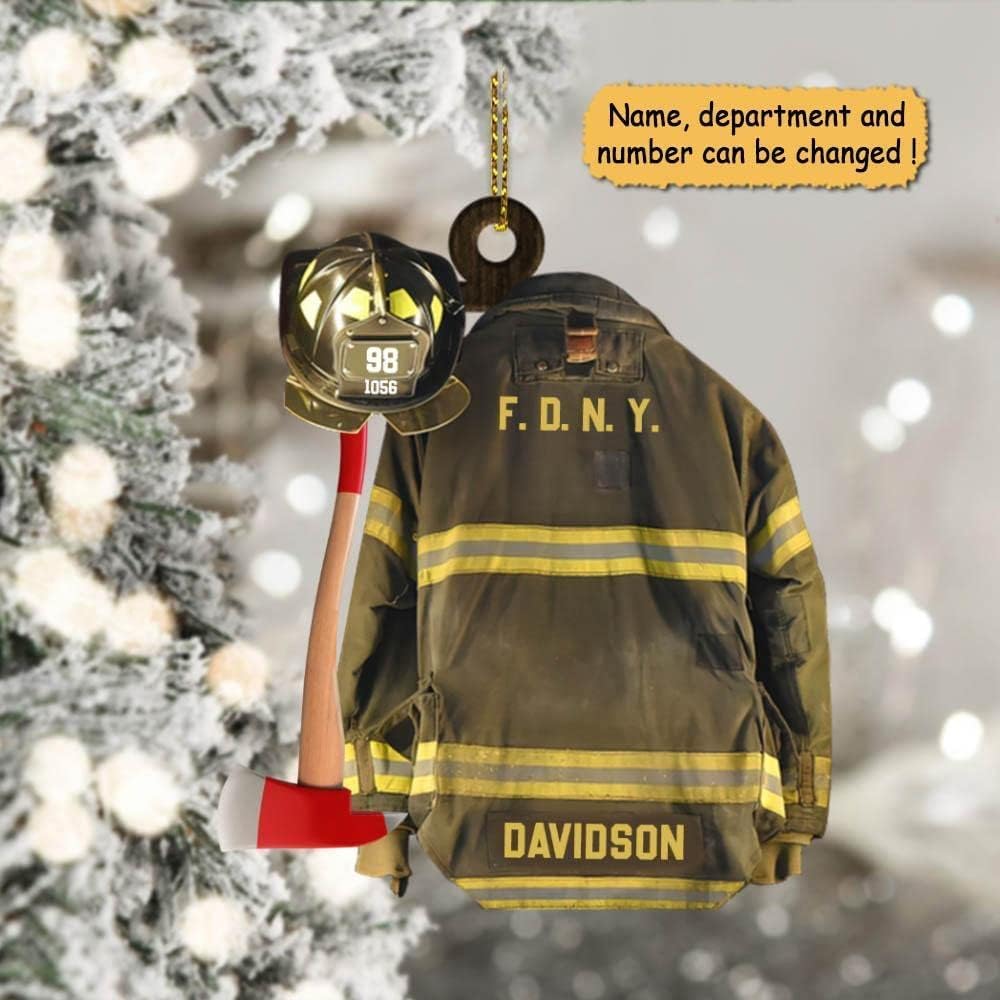 Personalized Firefighter Uniform Christmas Ornament Style 7