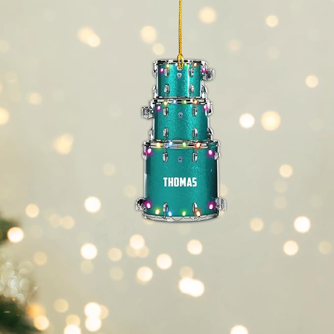Custom Drum Set Ornament - Acrylic Christmas Gift for Drummers & Music Lovers LL16