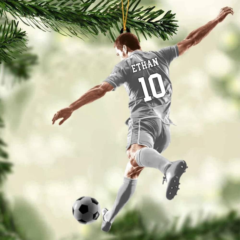 Custom Personalized Girl Soccer Acrylic Ornament, Gift for Soccer Players, Husband, Him, Christmas Tree Decor C07