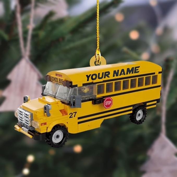 Personalized School Bus Ornament - Bus Driver Christmas Gift L6
