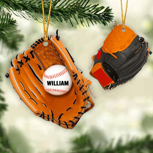 Personalized Baseball Christmas Ornament – Custom Name Acrylic Ornament, Sports Holiday Decoration, Baseball Player Gift TH33