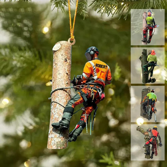 Custom Name Chainsaw Ornament - Carpenter Christmas Ornament Style 3