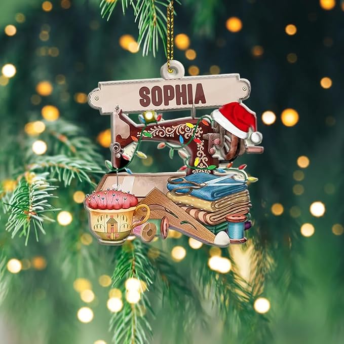 Personalized Sewing Machine Ornament - Custom Christmas Gift for Sewing Lovers LL10