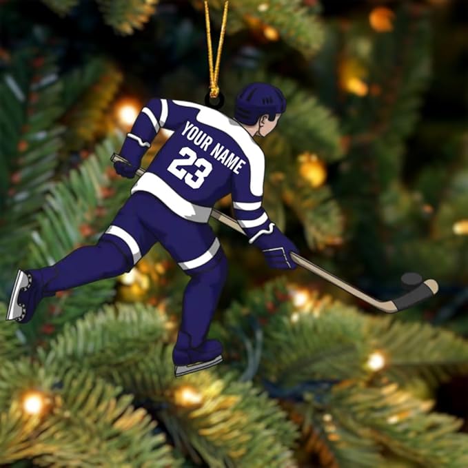 Personalized ice Hockey Ornament N13