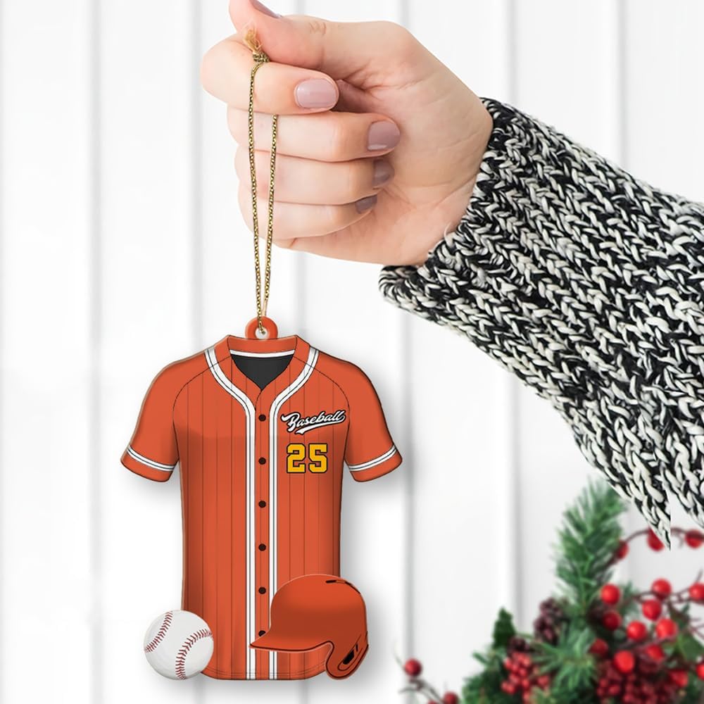 Personalized Baseball Christmas Ornament – Custom Name Acrylic Ornament, Sports Holiday Decoration, Baseball Player Gift TH13