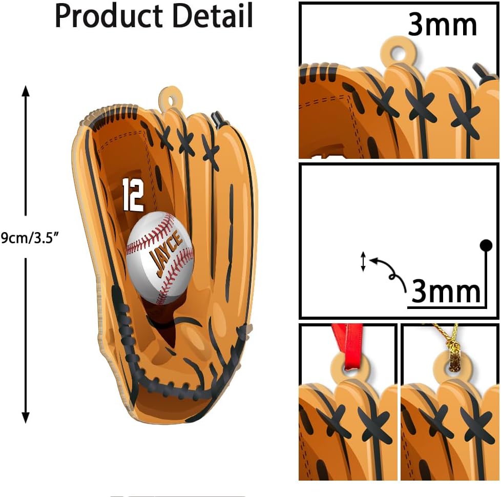 Personalized Baseball Christmas Ornament – Custom Name Acrylic Ornament, Sports Holiday Decoration, Baseball Player Gift  TH19