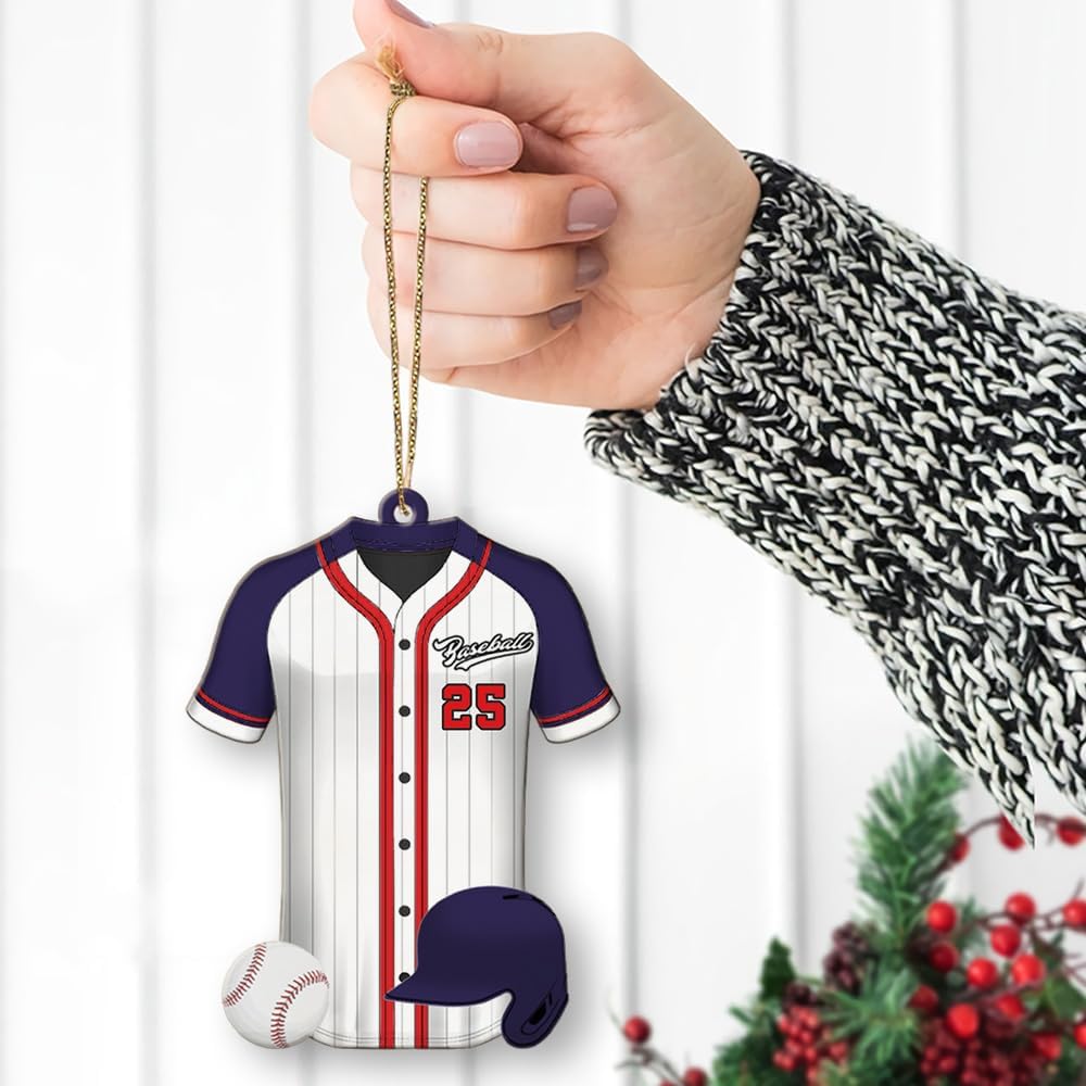 Personalized Baseball Christmas Ornament – Custom Name Acrylic Ornament, Sports Holiday Decoration, Baseball Player Gift TH15