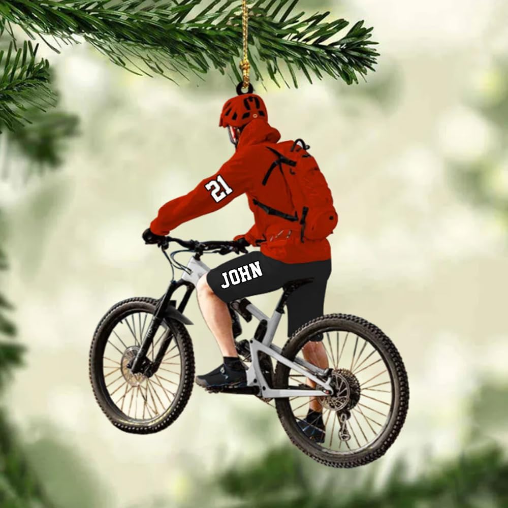 Personalized Cycling Ornament – Custom Name Acrylic Bicycle Ornament, Unique Gift for Cyclists & Bike Lovers 2025 TC2