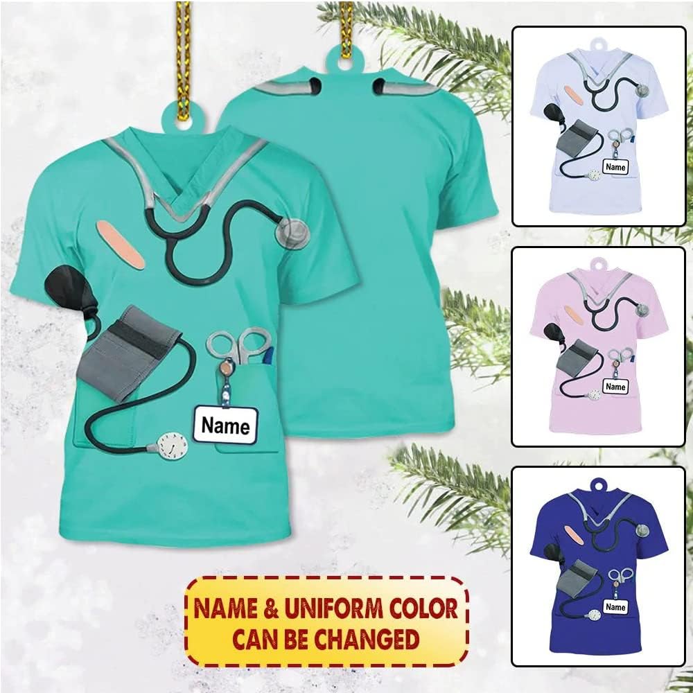 Custom Nurse Uniform Ornament - Nurse Christmas Ornament Design 04