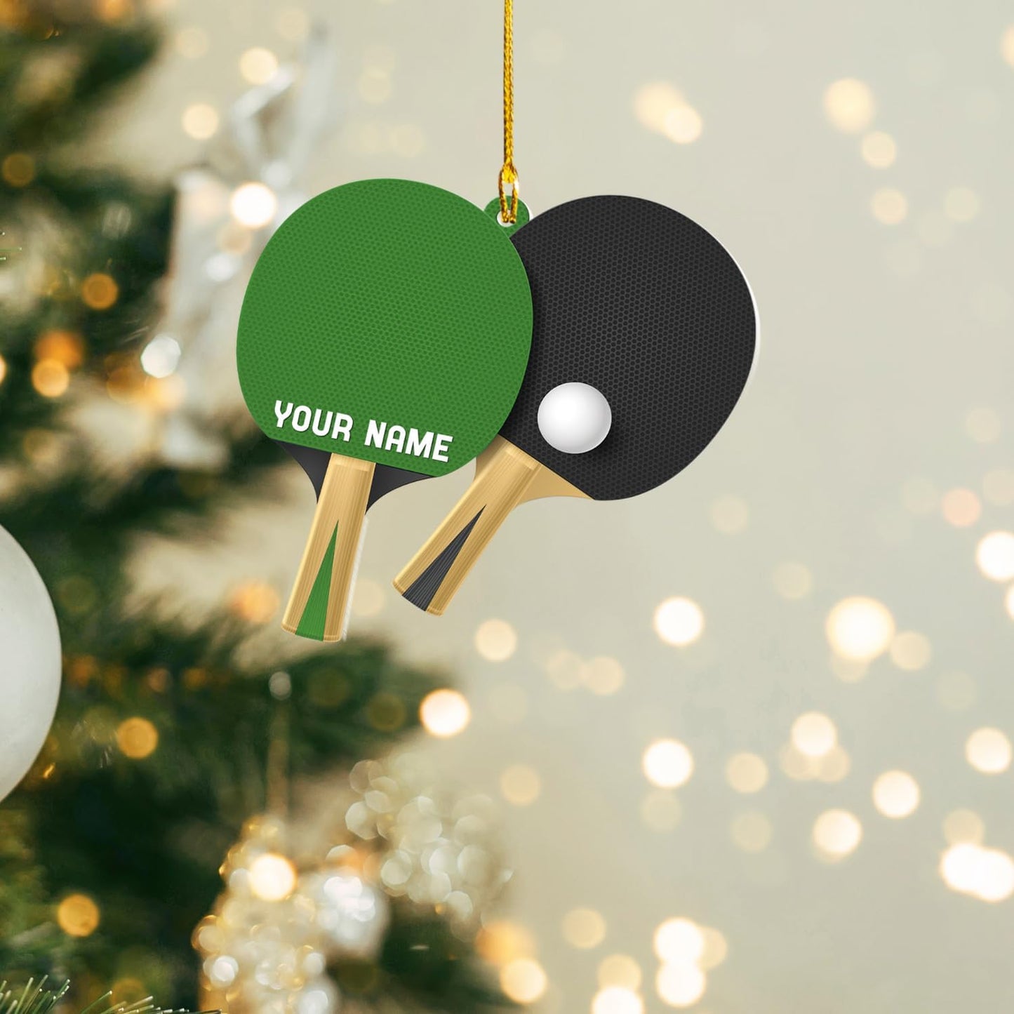 Custom Ping Pong Christmas Ornament – Personalized Acrylic Table Tennis Gift, Sport Holiday Tree Decoration, Flat 2D Design TT11