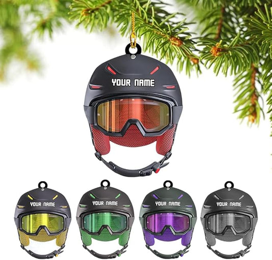 Personalized Snow Skiing Ornament, Custom Colored Skiing Mask Shape Ornament N30