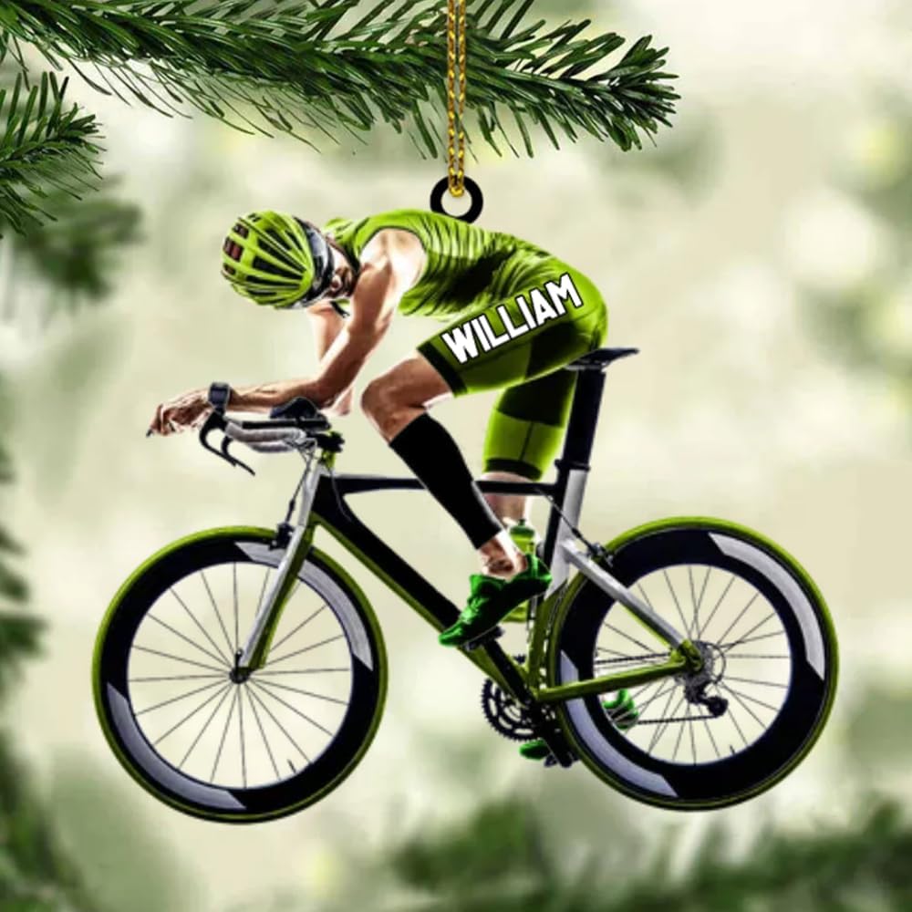 Personalized Cycling Ornament – Custom Name Acrylic Bicycle Ornament, Unique Gift for Cyclists & Bike Lovers 2025 TC6