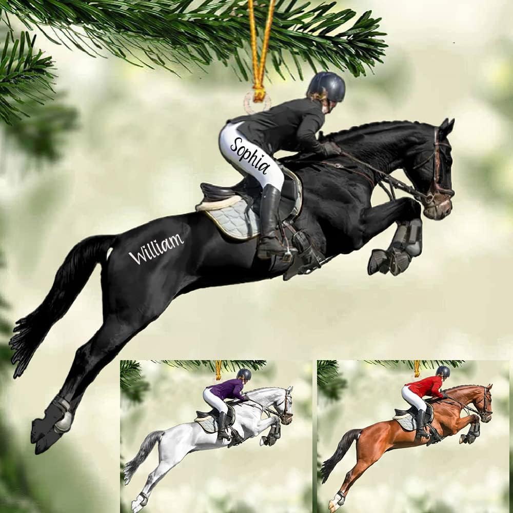 Custom Horse Riding Ornament | Personalized Equestrian Holiday Gift for Riders, Trainers & Horse Owners THH17