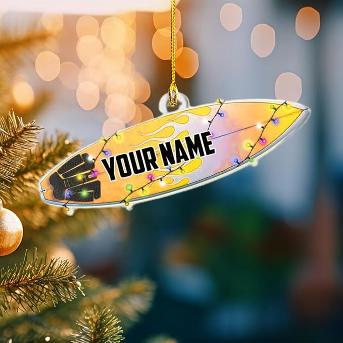 Personalized Surfboard Christmas Ornament - Surfing Tree Decoration Gift for Surfers LL9