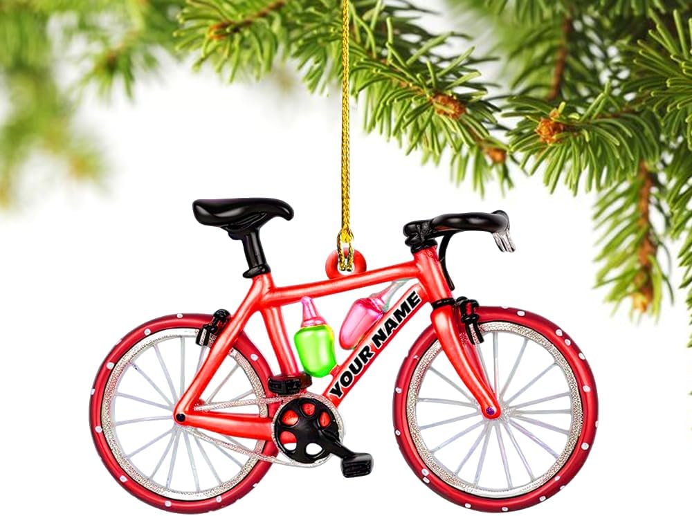 Personalized Cycling Ornament – Custom Name Acrylic Bicycle Ornament, Unique Gift for Cyclists & Bike Lovers 2025 TC15