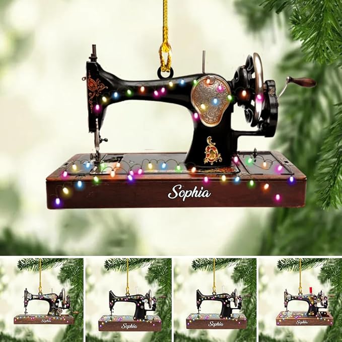 Personalized Sewing Machine Ornament - Custom Christmas Gift for Sewing Lovers LL13