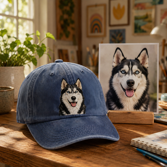 Personalized Pet Face Embroidered Hat, Custom Dog Photo Cap, Gift For Dog Mom THUC99