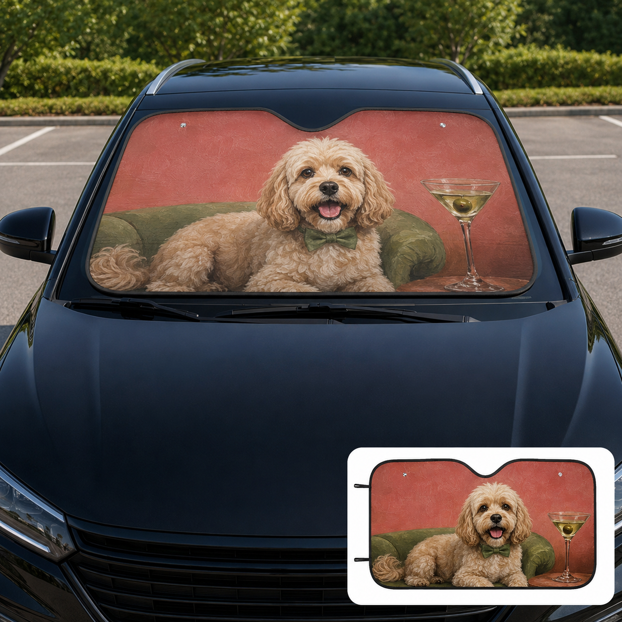 Custom Photo Dog Sofa Windshield Sun Shade, Personalized Pet Car Window Cover, Cute Dog Mom Car Accessory THUC99