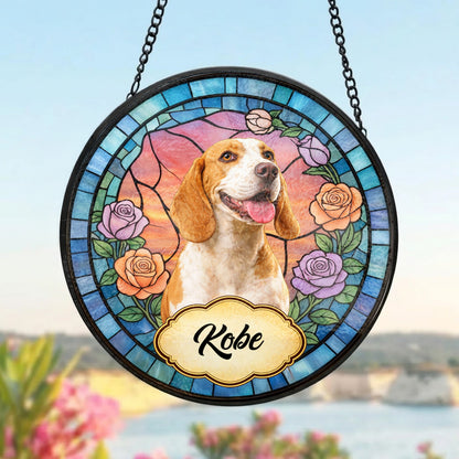 Personalized Dog Name Stained Glass Suncatcher – Custom Pet Window Hanging Gift (THUC99)