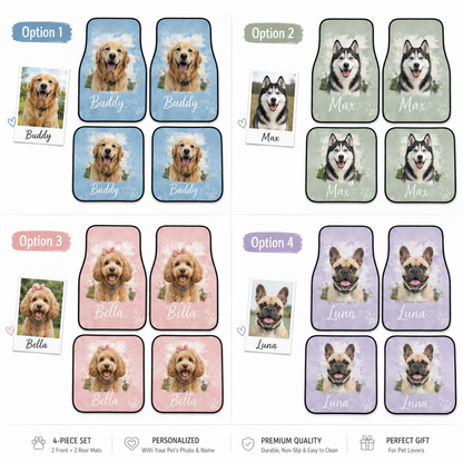 Custom Dog Face Auto Floor Mats, Personalized Football Pet Car Accessories Gift THUC99
