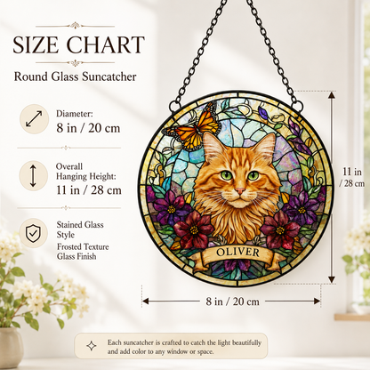 Custom Photo Cat Memorial Glass Suncatcher Gift – Personalized Sympathy Window Hanging THUC99