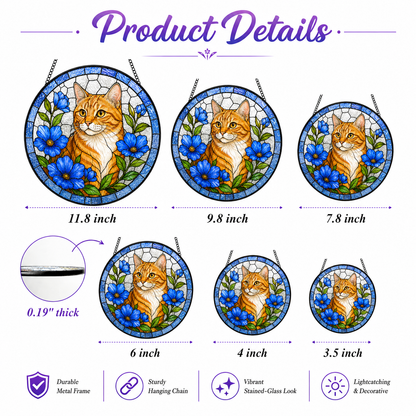 Custom Photo Pet Cat Glass Suncatcher – Personalized Cat Lover Gift | Memorial Window Hanging THUC99