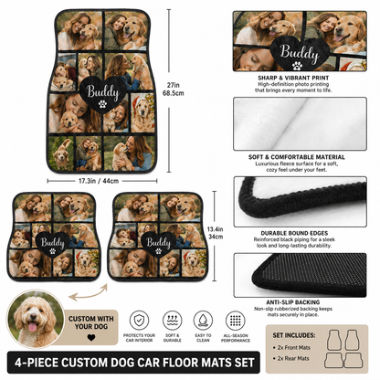 Custom Dog Photo Car Mats Set, Personalized Pet Floor Mats, Car Interior Gift THUC99
