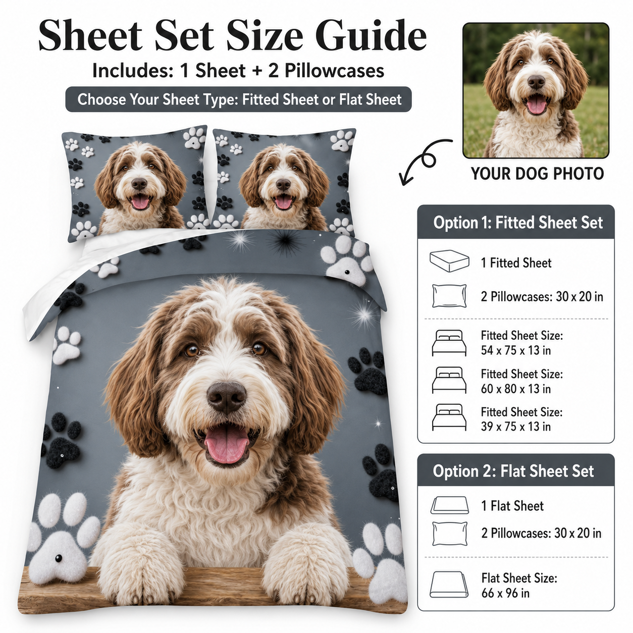 Custom Photo Pet Bedding Set, Personalized Dog Sheet Set For Pet Lovers THUC99