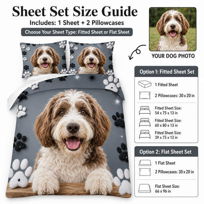 Custom Photo Pet Bedding Set, Personalized Dog Sheet Set For Pet Lovers THUC99