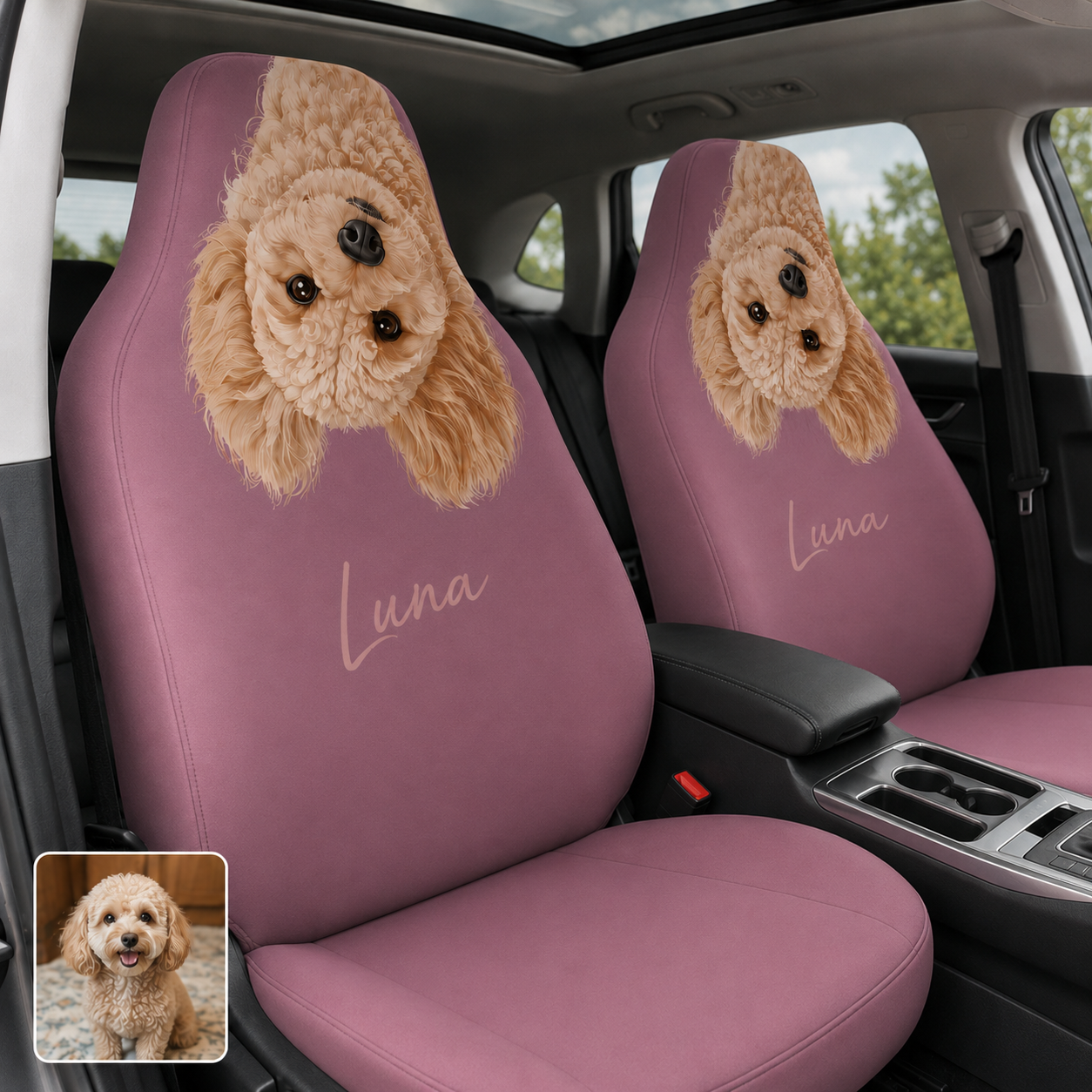 Custom Pet Picture Car Seat Cover, Personalized Dog Lover Seat Protector, All Over Print Gift THUC99